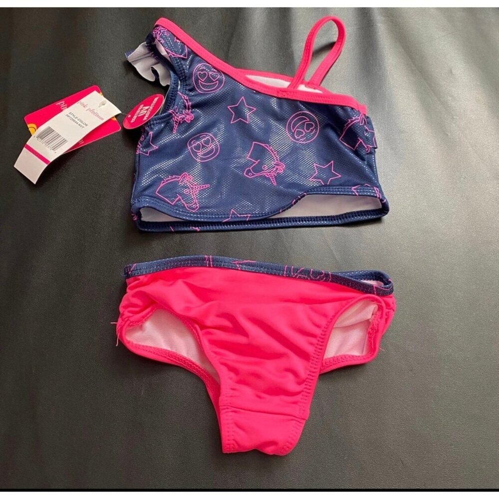 NWT Pink Platinum Preppy Tankini Swim Set Girls Size 2T